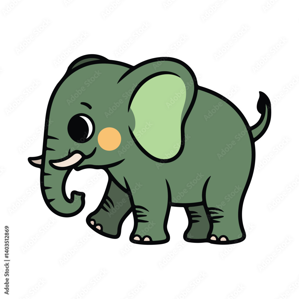 Fototapeta premium Cute Cartoon Elephant Illustration