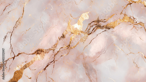 Rose gold  marble texture with gold veins abstract background