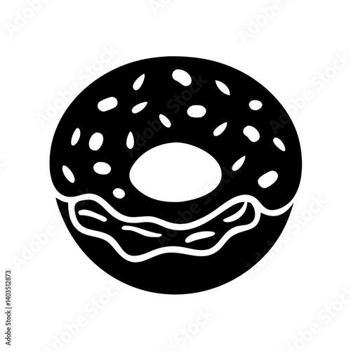 doughnut with peanut toppings icon, doughnut with peanut toppings vector, 