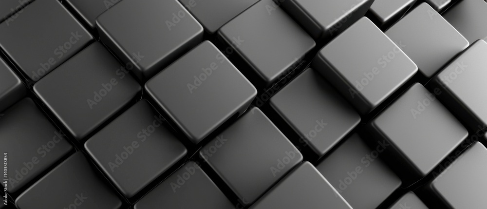 Fototapeta premium A minimalist abstract design featuring a grid of black and gray squares with subtle gradients and a clean, contemporary aesthetic.