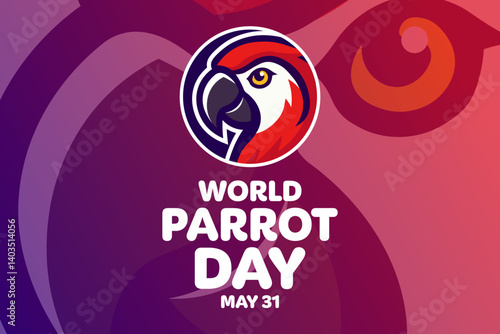 World Parrot Day. May 31. Vector illustration. Holiday banner, card, poster and background template.