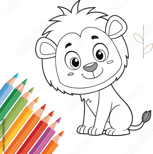 coloring book with pencil cartoon