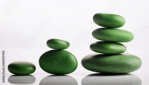 zen stones with green leaves