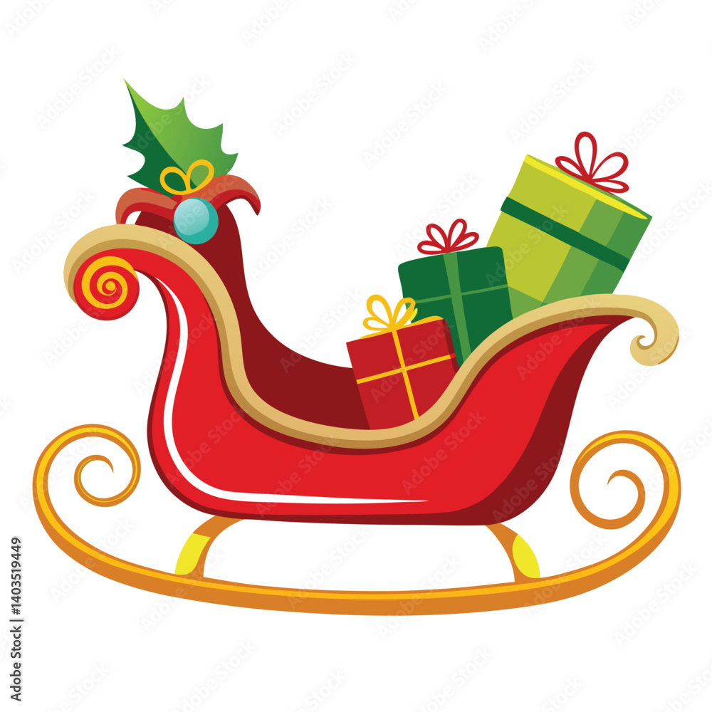 Naklejka premium Christmas sleigh isolated on white background