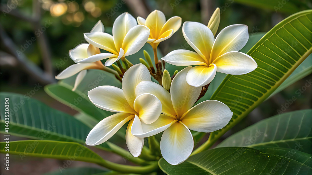 Plumeria Flower with Yellow Center and White Petals Plumeria Flower with Yellow Center and White Petals