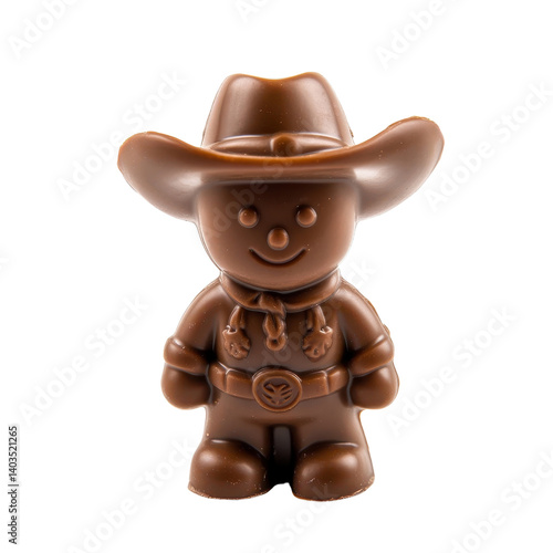 Chocolate cowboy figurine isolated on transparent background