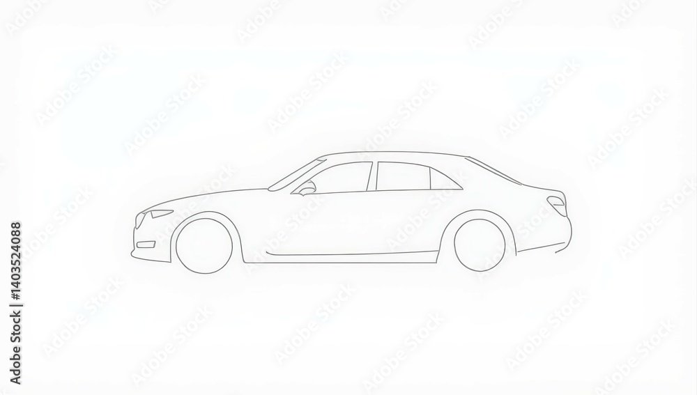 Naklejka premium Elegant Car Outline Illustration