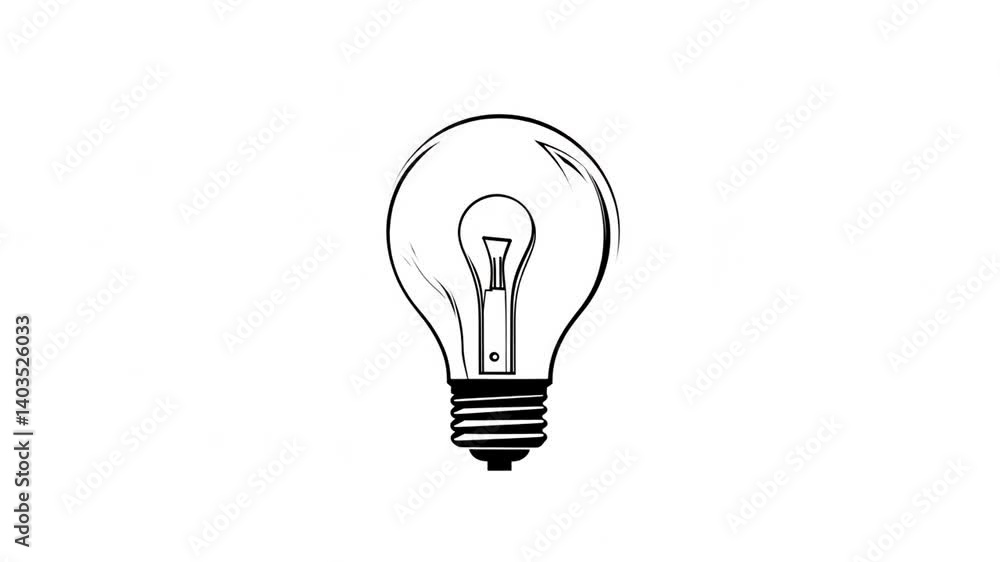 Animated Light Bulb Icon on White Background for Creative Ideas and Innovation Animated Light Bulb Icon on White Background for Creative Ideas and Innovation