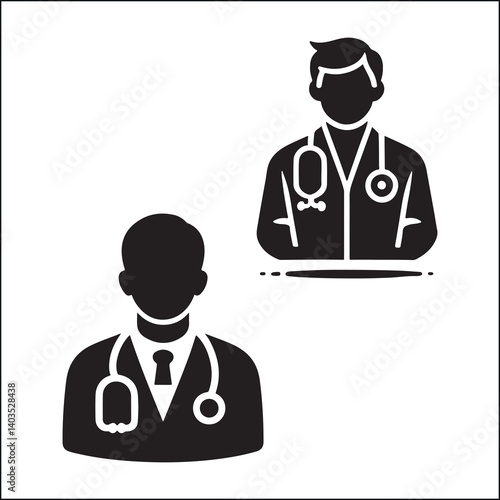 doctor with stethoscope silhouette icon