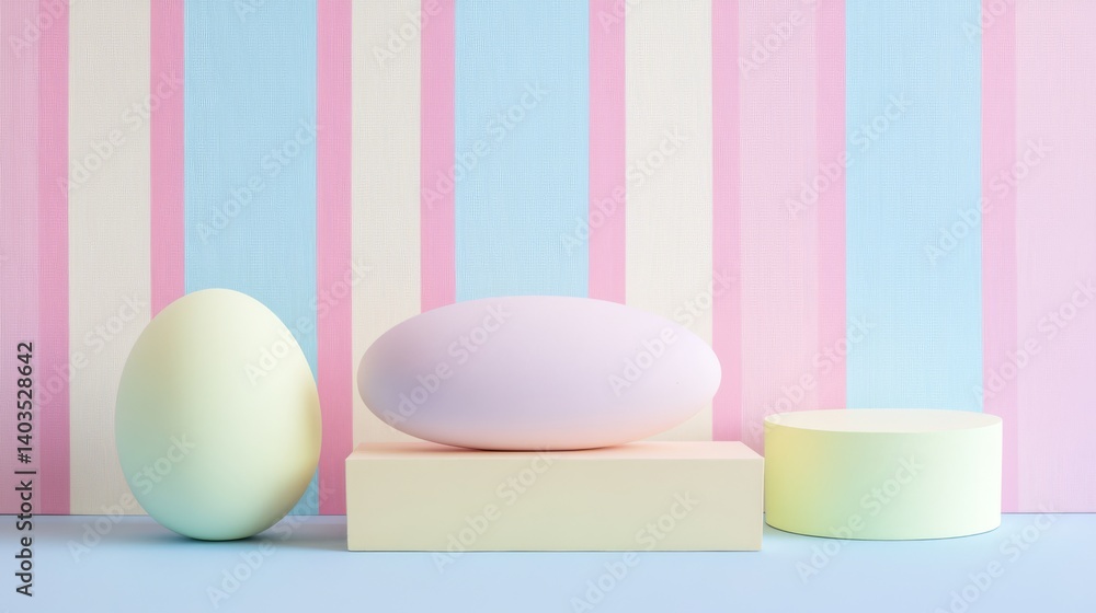 striped background with three pastel-colored geometric striped background with three pastel-colored geometric