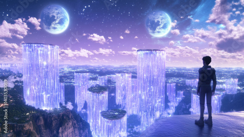 Alien planet with dreamy pastel landscapes and mysterious atmosphere