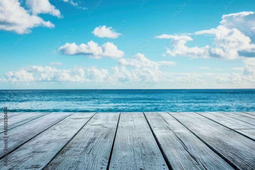 Peaceful beach scene with wooden planks Peaceful beach scene with wooden planks