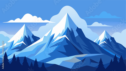 The snowcapped mountains stand tall and proud like silent guardians of the wintry landscape.