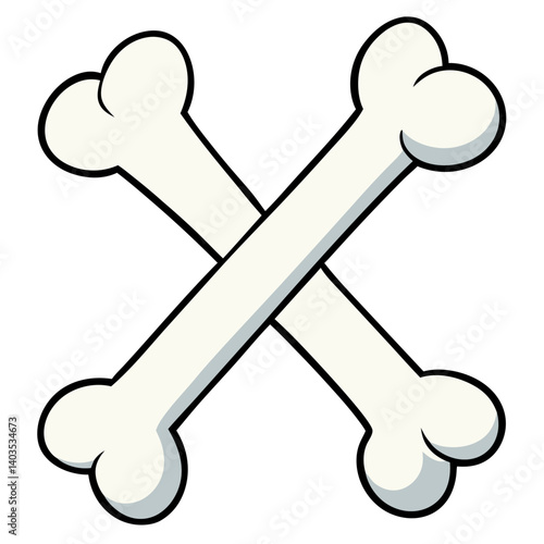 Two cartoon bones playfully crossed, a whimsical image suggesting fun and lightheartedness with simple line art and a clean white background.