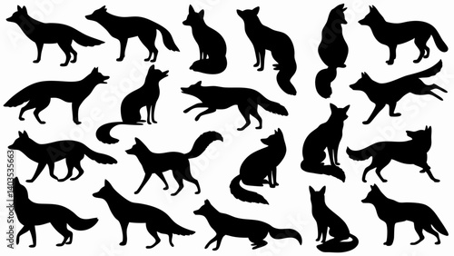 Wallpaper Mural set of fox silhouette vector Torontodigital.ca