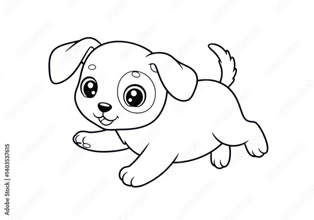 Fototapeta premium Cartoon puppy illustration for coloring book page design isolated on background
