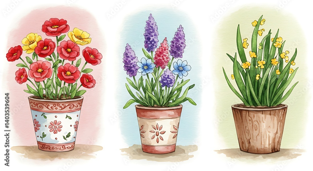 Obraz premium Floral Trio in Terracotta AI Generated