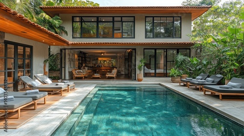 Wallpaper Mural Luxury Tropical Villa with Private Pool and Lush Greenery Torontodigital.ca