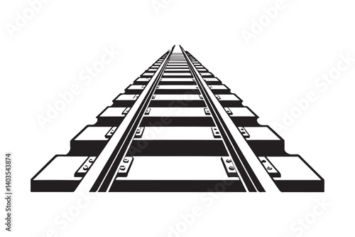 railroad tracks isolated on white background.