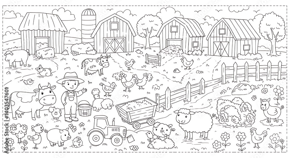 Farmland Frolic: A Coloring Adventure AI Generated Farmland Frolic: A Coloring Adventure AI Generated