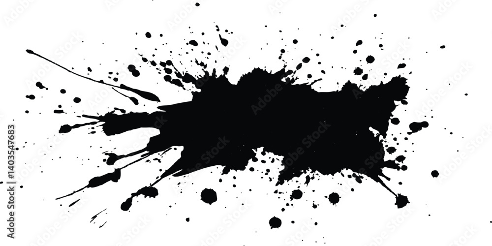 Obraz premium Vector simple black brush stroke on a clean white background. Abstract black in splash, paint, brush strokes, stain grunge isolated on white background, 