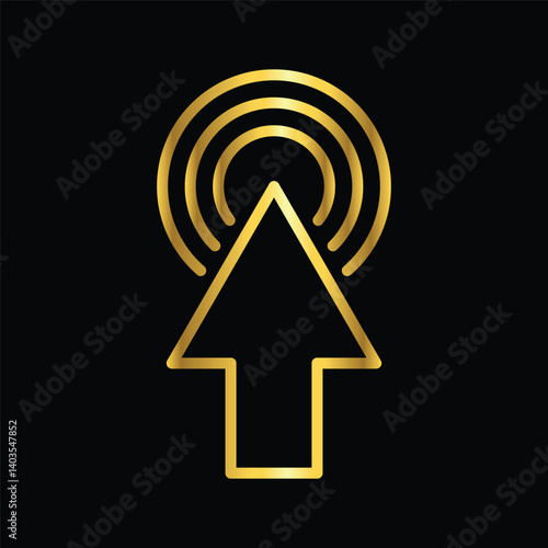 gold color mouse arrow cursor icon, flat, design, vector, illustrations, education, style, trendy, collections