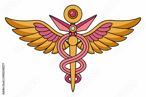 caduceus symbol on white background