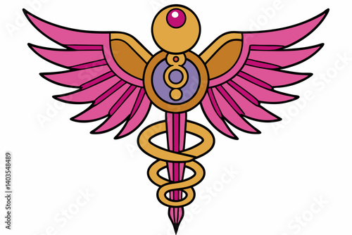 caduceus symbol on white background