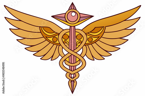 caduceus symbol on white background