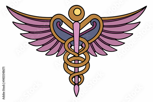 caduceus symbol on white background