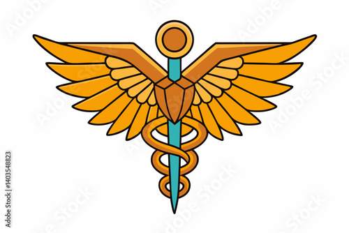caduceus symbol on white background