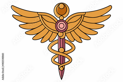 caduceus symbol on white background
