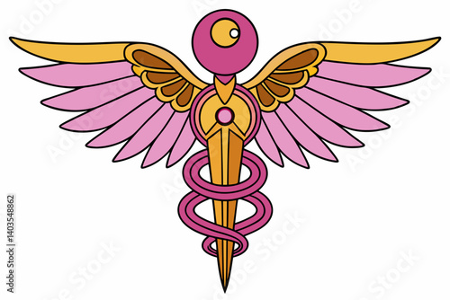 caduceus symbol on white background