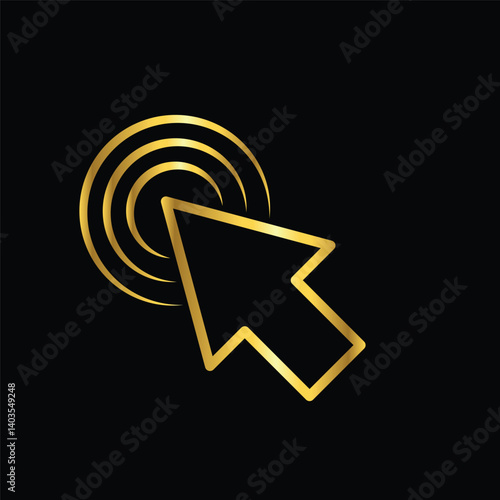 gold color mouse arrow cursor icon, flat, design, vector, illustrations, education, style, trendy, collections
