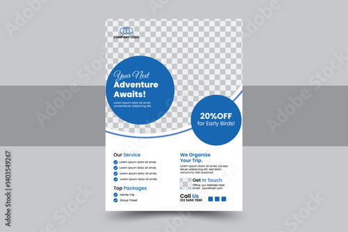 Minimal and Professional Tour Flyer Layout for Travel Agencies, Holiday Offers, and Adventure Promotions