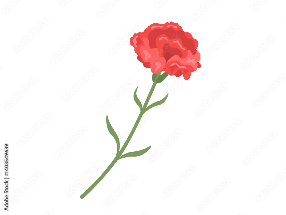 母の日の、赤色のカーネションの花のイラスト 母の日の、赤色のカーネションの花のイラスト