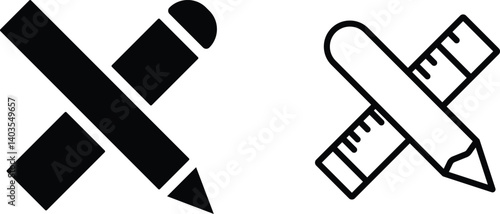 Pencil and Ruler Icon Drawing Symbol Vector