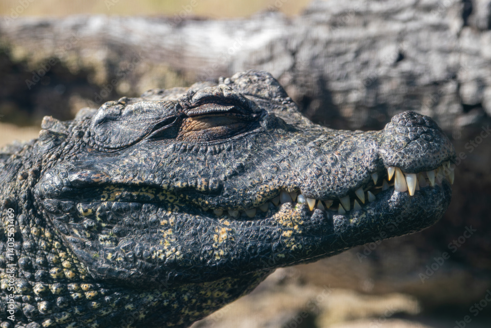 Fototapeta premium A Cuvier's dwarf caiman (Paleosuchus palpebrosus) at a local zoo
