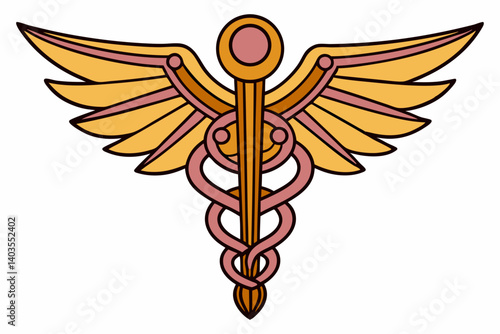 caduceus symbol on white background