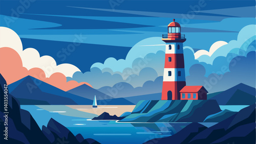 Standing tall against the dramatic coastal backdrop the lighthouse serves as a beacon of light and protection guiding ships safely through the turbulent waters.