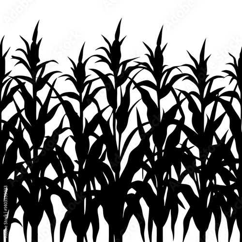 Bold corn tree silhouette illustration, ideal for agriculture ads, eco-friendly product packaging, t-shirt printing, and rustic farmhouse-themed wall art.