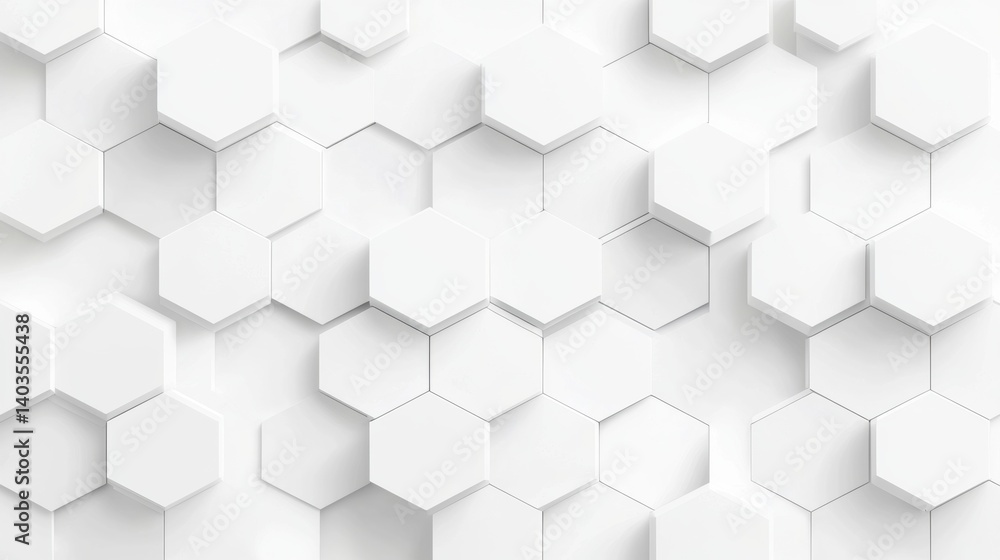 A 3D rendering of a white hexagonal pattern. A 3D rendering of a white hexagonal pattern.