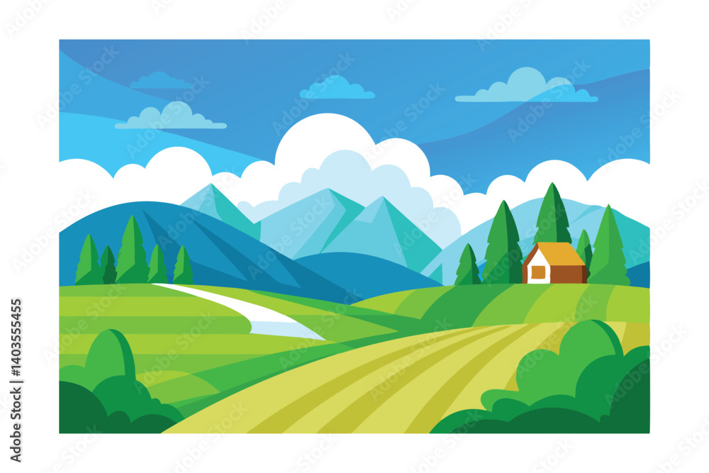 Fototapeta premium landscape with mountains and lake