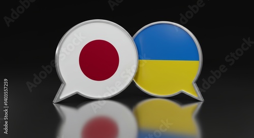 Diplomatic dialogue between Japan and Ukraine represented by speech bubbles Free Download Diplomatic dialogue between Japan and Ukraine represented by speech bubbles - GFXLoad