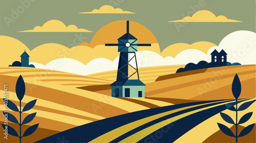 Set against a backdrop of endless fields the windmills towering structure is a beacon of the countryside drawing the eye to its intricate design.