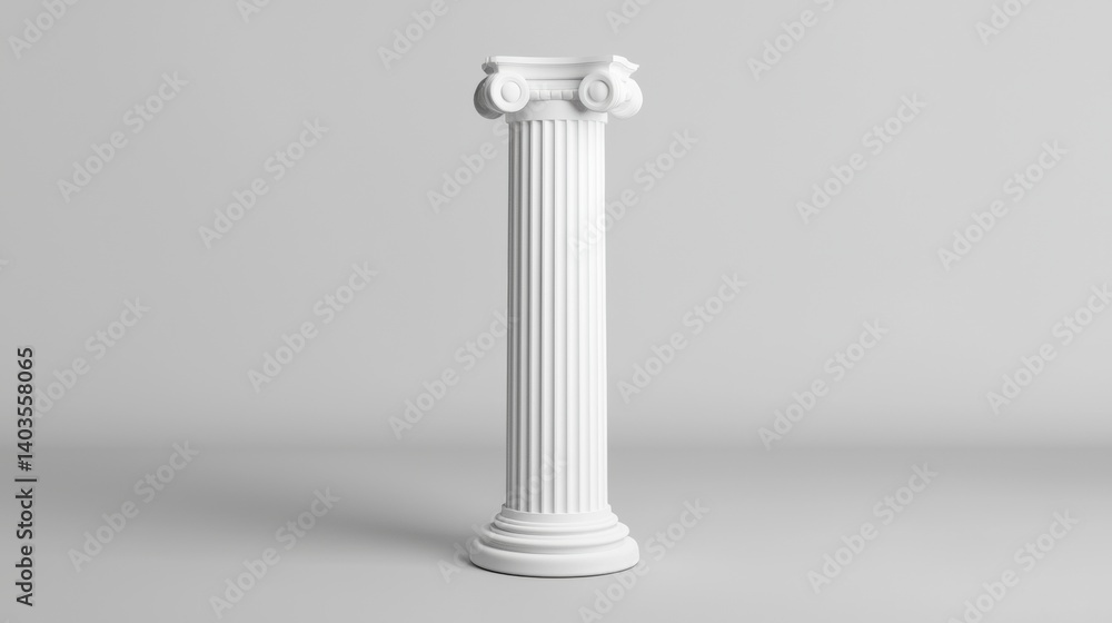 A white classical column with a fluted design and capitals. A white classical column with a fluted design and capitals.