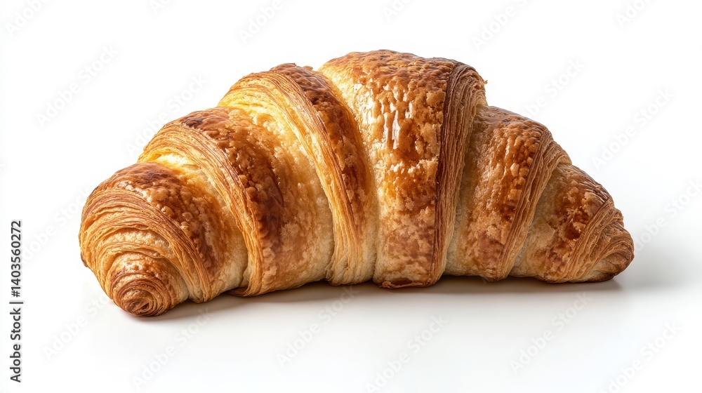 Golden Handcrafted Croissant on White Background Golden Handcrafted Croissant on White Background