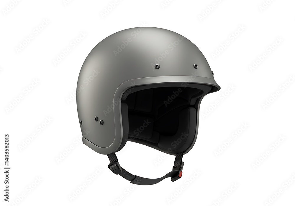 Fototapeta premium 3D Silver motorcycle helmet isolated on white background