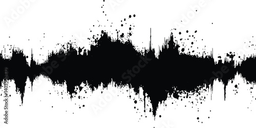 Wallpaper Mural Vector black grunge soundwave with ink splatter effect white background. Black ink splatter grunge design element, transparent background, vector illustration, Torontodigital.ca