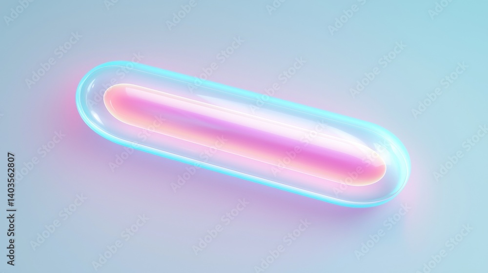 A 3D rendering of a translucent cylinder with a pink and blue gradient.